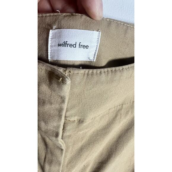 Wilfred Free Pants Sz 10 Khaki Aritzia Picture Cargo Wide Leg High Rise Stretchy - Picture 7 of 12
